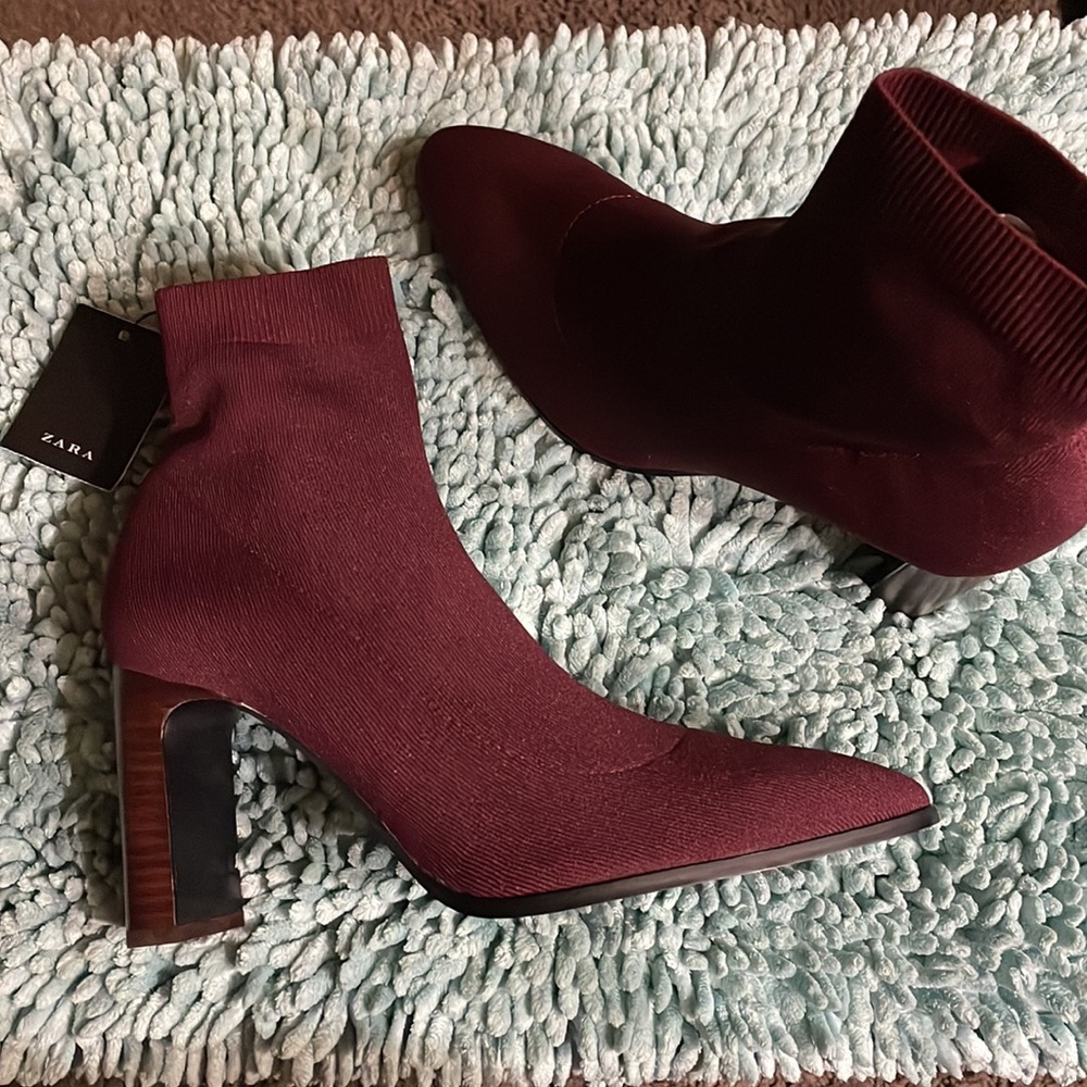 Zara burgundy Ankle boots NWT - Picture 3 of 7